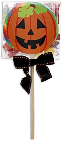 4 in. Lollipop and Assorted Wrapped Candies - 4x4 Plastic Box - Jack-o-Lantern - Halloween Candy