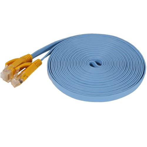 Fosmon Cat6 Flat Snagless Network Ethernet Patch Cable (15 Feet, Sky Blue)