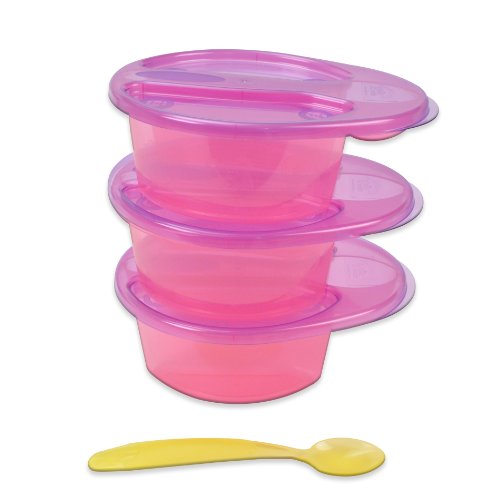 The First Years/Learning Curve Take & Toss Infant Section Bowls With Lids, 3 Pack, Colors May Vary