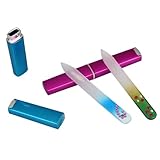 2 Colors Professional Crystal Glass Nail Files + Hard Case