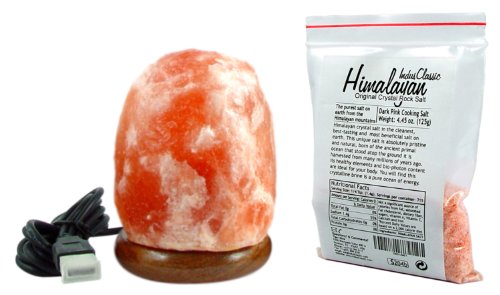 Indus Classic 4-inch Himalayan Natural Crystal USB Salt Lamp with Multicolor LED 1-lbs, Get Free Gift 125 Grams Original Himalayan Food Edible Salt