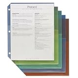 (Price/PK)Ring Binder Poly Pockets , 11x8-1/2, 5/PK, Assorted Colors