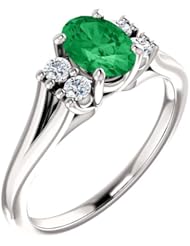 Platinum 7.00x5.00mm Oval Cut Emerald and Diamond Ring -- LIFETIME WARRANTY