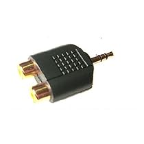 2x RCA Phono Female to 1x 3.5mm Male Jack Audio Adapter
