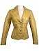 Automotive : Ladies Yellow Gold Leather 4 Button Waist Length Fitted Blazer