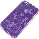 TPU Skin Cover for Apple iPhone 4, Purple Butterfly