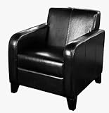 Armen Living 1400 Black Leather Club Chair