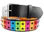 GENUINE LEATHER RAINBOW STAR STUDDED SNAP ON BELT GOOD FOR ANY BUCKLE