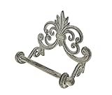 Fleur De Lis Cast Iron Toilet Paper Roll holder | Cast Iron Wall Mounted Toilet Tissue Holder | European Vintage Design | 7.9x4.3x6.3" | With Screws And Anchors by Comfify (Antique White)