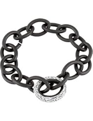 Sterling Silver With Black Lacquer Link Bracelet Sterling Silver 09.00 Inch Sterling Silver With Black Lacquer Link Bracelet