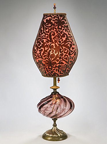 Kinzig Design Artisan Table Lamp - Handblown Glass Base & Silk Shade - Sacha