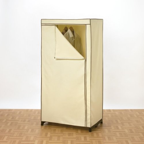 H & L Russel Wardrobe with Metal Frame, Crème with Caramel Trim, 75 x 50 x 150 cm