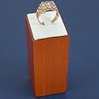 White Leather Ring Display Oak Finish Jewelry Stand New