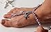 Lavender Barefoot Sandals Beach Wedding Beaded Anklet with Starfish and Real Seashells - Set of 2