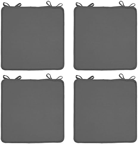 4 Outdoor Chair Pads 15"x15" Ties Weather-Resistant Seat Cushion Patio Gray
