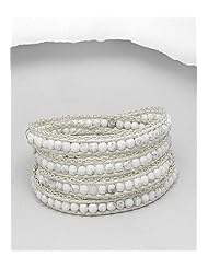 Leather Howlite Bracelet In Brass