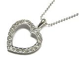 Silver Crystal Open Heart Pendant Necklace Fashion Jewelry