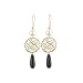 14K Lightweight Yellow Gold Drop Earrings with Onyx and 5 x 13 MM Fresh Water Pearl