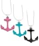 BLACK PINK OR TURQUOISE ANCHOR NECKLACE