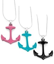 BLACK PINK OR TURQUOISE ANCHOR NECKLACE