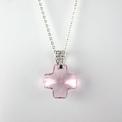 Swarovski Crystal Cross Pendant - Pink