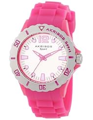 Akribos XXIV Womens AK536PK Essential Luminous Quartz Silicon Strap Watch