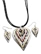 Tri Tone Trendy Hearts Necklace Earring Set Jewelry