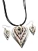 Tri Tone Trendy Hearts Necklace Earring Set Jewelry