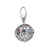14K White Gold Amethyst, Pink Tourmaline and Blue Topaz Charm/Pendant