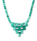 Beadwork Bib Collar Solid Green Jade Pendant Necklace