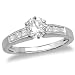 14k White Gold Milgrain Round Diamond Engagement Ring w/Channel-Set Princess-Cut Diamonds (1/2 ct center, .72 cttw, G-H Color, I1 Clarity)