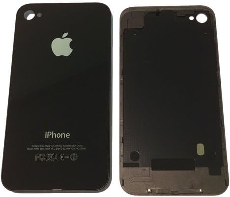 New Replacement Rear Glass Back Cover Battery Door For iphone 4 4G A1332 (Black) + 1 Screw Driver, 2 Pentalobe Screws, and 1 Screen Protector