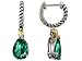 Rope Design Simulated Emerald 10x7 Pear Hoop Drop Hanging Earrings in 925 Sterling Silver