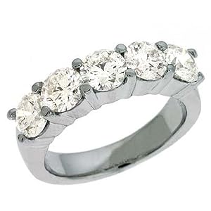 14k White Prong-Set 2.5 Ct Diamond Band Ring - JewelryWeb