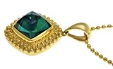 .925 Sterling Silver over 14K Yellow Gold Designer Beaded Pendant Necklace with 9.5mm Green Quartz and 18 bead chain