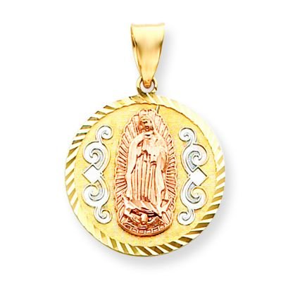 14k Two tone Rose with Rhodium D C Round Guadalupe Med