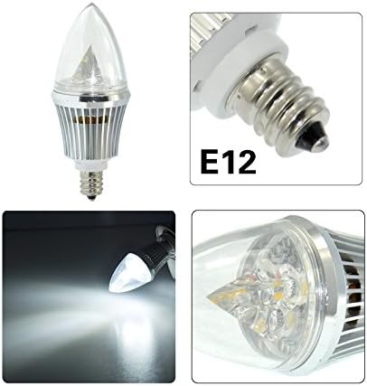 Generic 4 Pack E12 Candelabra LED Candle Light Bulb (Torpedo Bullet, Silver Shell White)