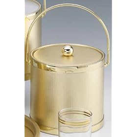 Kraftware 44261 Corduroy - Gold 3 Quart Ice Bucket with Vinyl Cover, Bands and Bale Handle by Kraftware