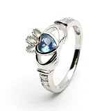 DECEMBER Birthstone Silver Claddagh Ring LS-SL90-12. Made in Ireland.