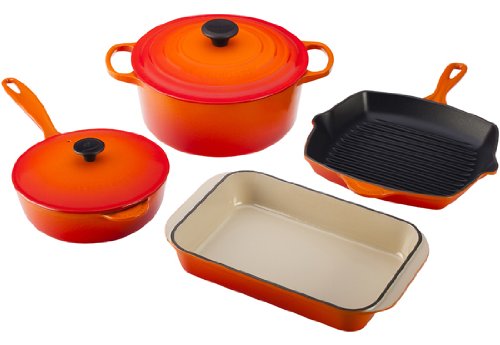 Le Creuset Signature Enameled Cast-Iron 6-Piece Cookware Set, Flame
