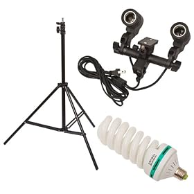 CE Compass 115W Daylight Light Bulb + Double Heads AC Socket Light Stand +240cm Studio Photo Light Stand