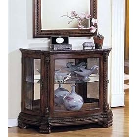 Entry Way Accent Bombe Chest Dark Mahogany Finish