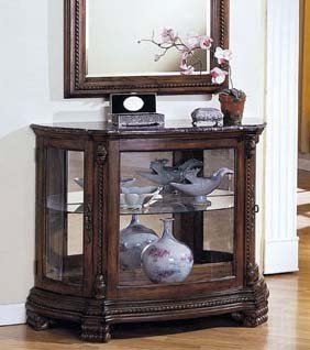 Entry Way Accent Bombe Chest Dark Mahogany Finish