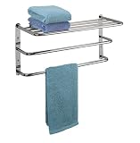 Chrome Hotel Style Towel Rack with Shelf