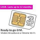 3 Original Broadband Ready to Go 12GB Preloaded Sim Card for Mobile Broadband or Mobile Wi-Fi with 97% National Coverage