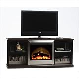 Anaheim Fireplace Credenza in Chocolate Maple Fireplace Insert: Black