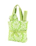 Quilted Damask Lime 3pc. Diaper Tote
