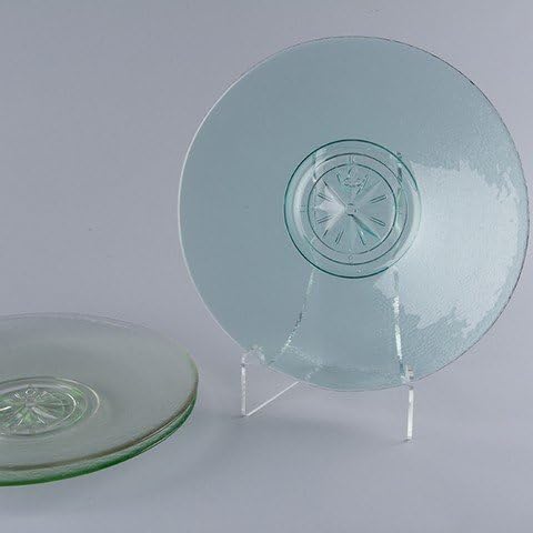 Glass Serving Platters Glass Plates 15" Diam. Blue Teal Cake Plate Clam Bake Deviled-Egg Plate Etc.