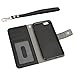 Evecase iPhone 6S Case, Leather Wallet Folio Case with Credit Card ID Slots, Currency Pocket, Hand Strap and Stand for Apple iPhone 6S / 6 4.7”- Black