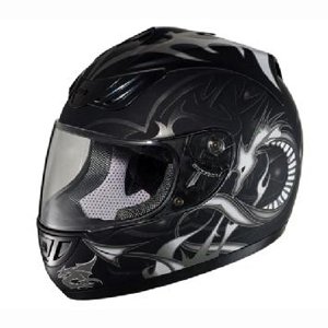 Hawk Dragon Full Face Helmet - Black and Silver - Large